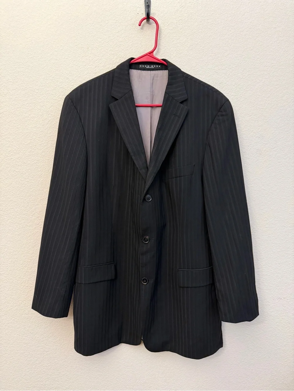 Hugo Boss Sz 44R Black Pinstripe Blazer as seen in Scorsese movie wool Y2K